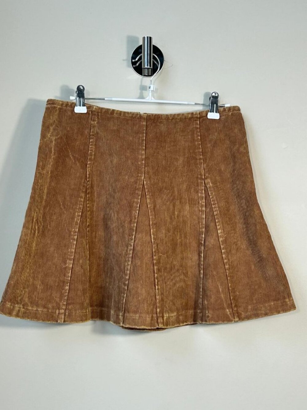 Lulus Brown Corduroy Pleated A-Line Mini Skirt Size M Cottagecore Fall - Picture 2 of 5